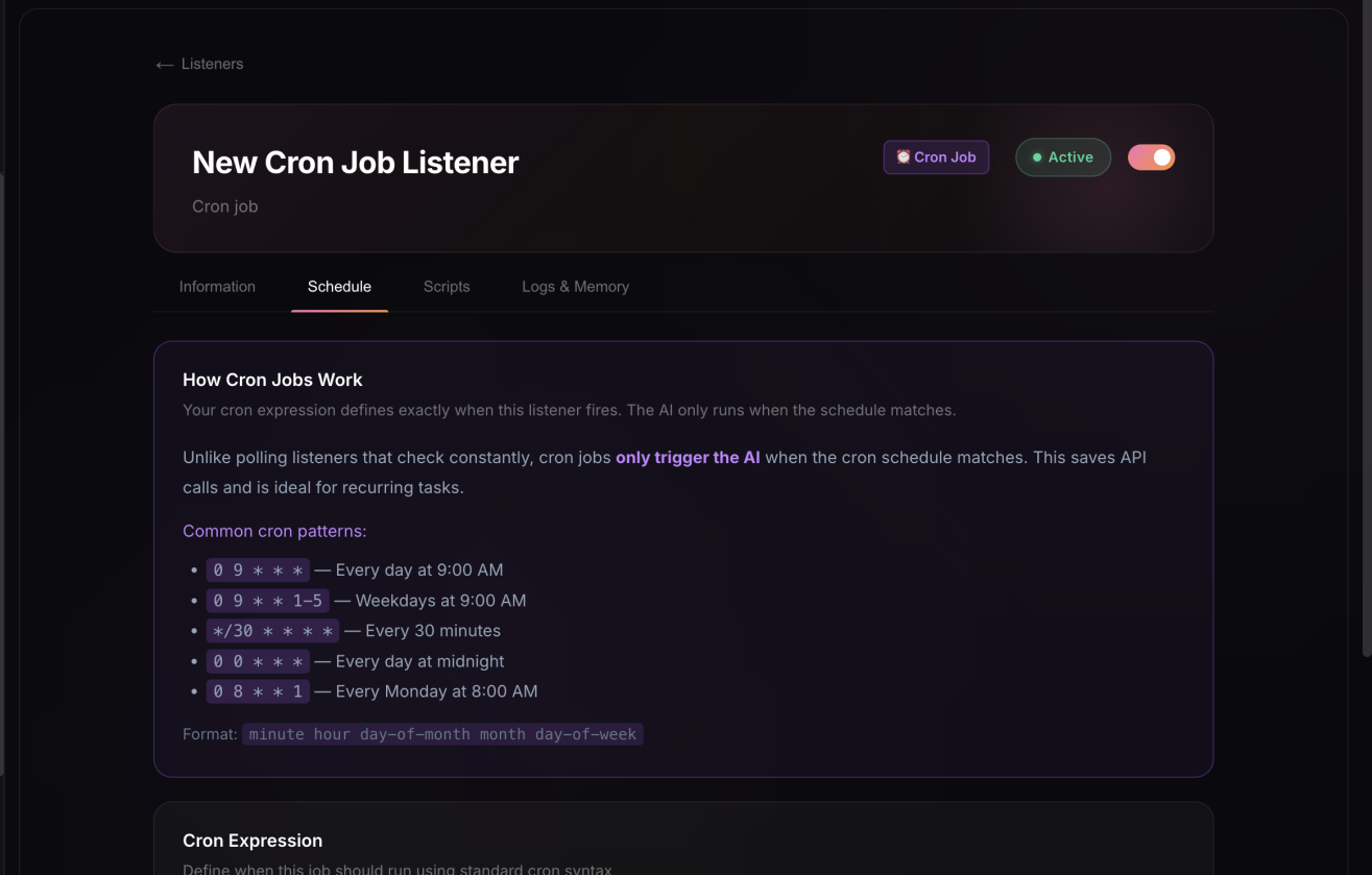 Aegent Cron Job Listener