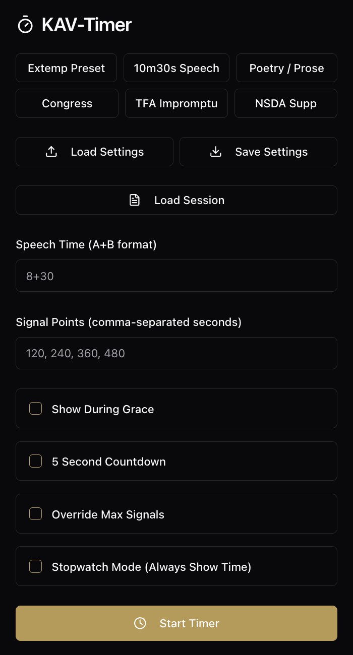 Classic Timer Settings